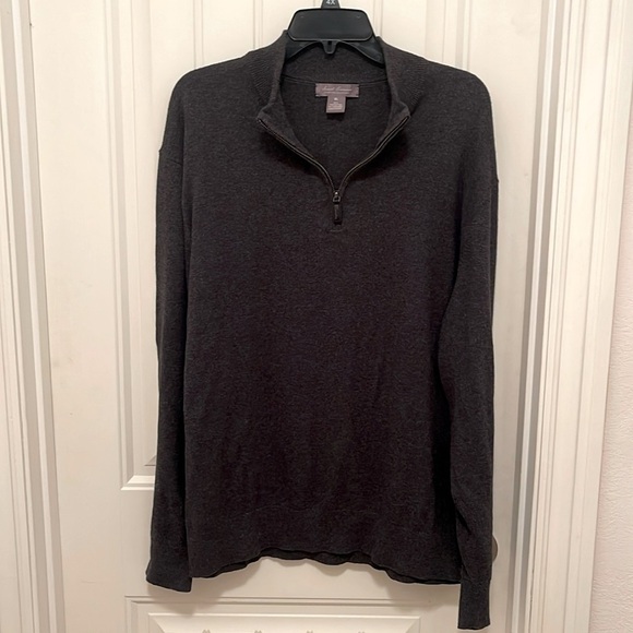 Daniel Cremieux 1/4 Zip Pima cotton Cashmere blend L/S‎ Sweater men’s sz XL Gray - Picture 1 of 11